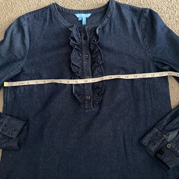 Draper James Chambray Ruffle Placket Shift Dress - Picture 4 of 6